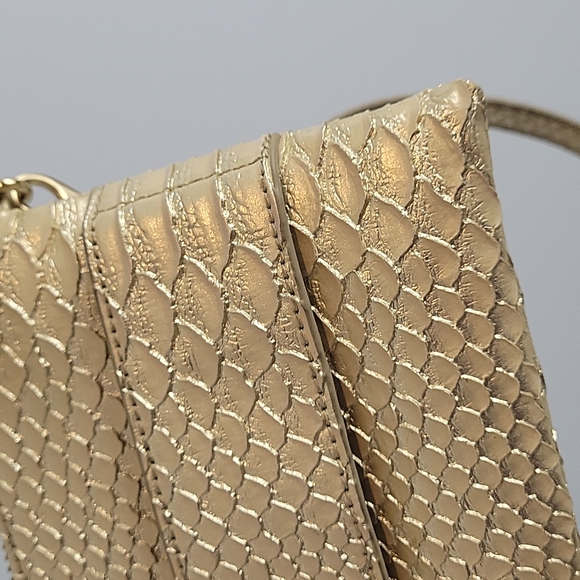 Devi Kroell Faux Snakeskin Gold Clutch / Purse - Picture 5 of 10